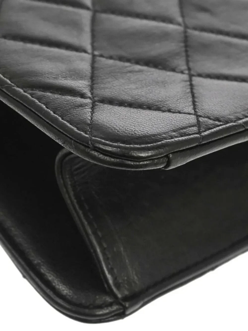 Chanel Black Lambskin Pushlock Small Half Flap Shoulder Bag 197414